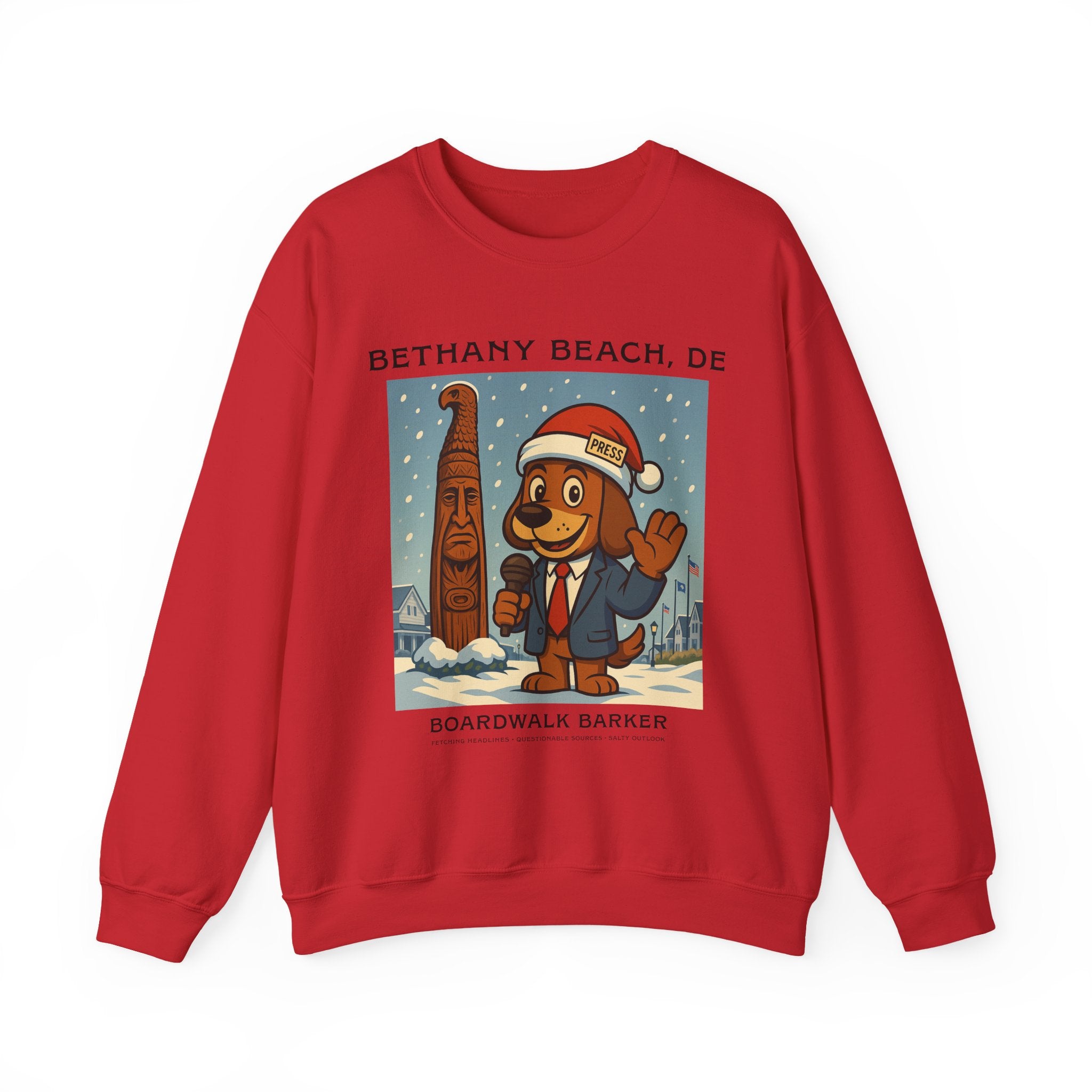 Boardwalk Barker Holiday Sweatshirt – Bethany Beach Edition