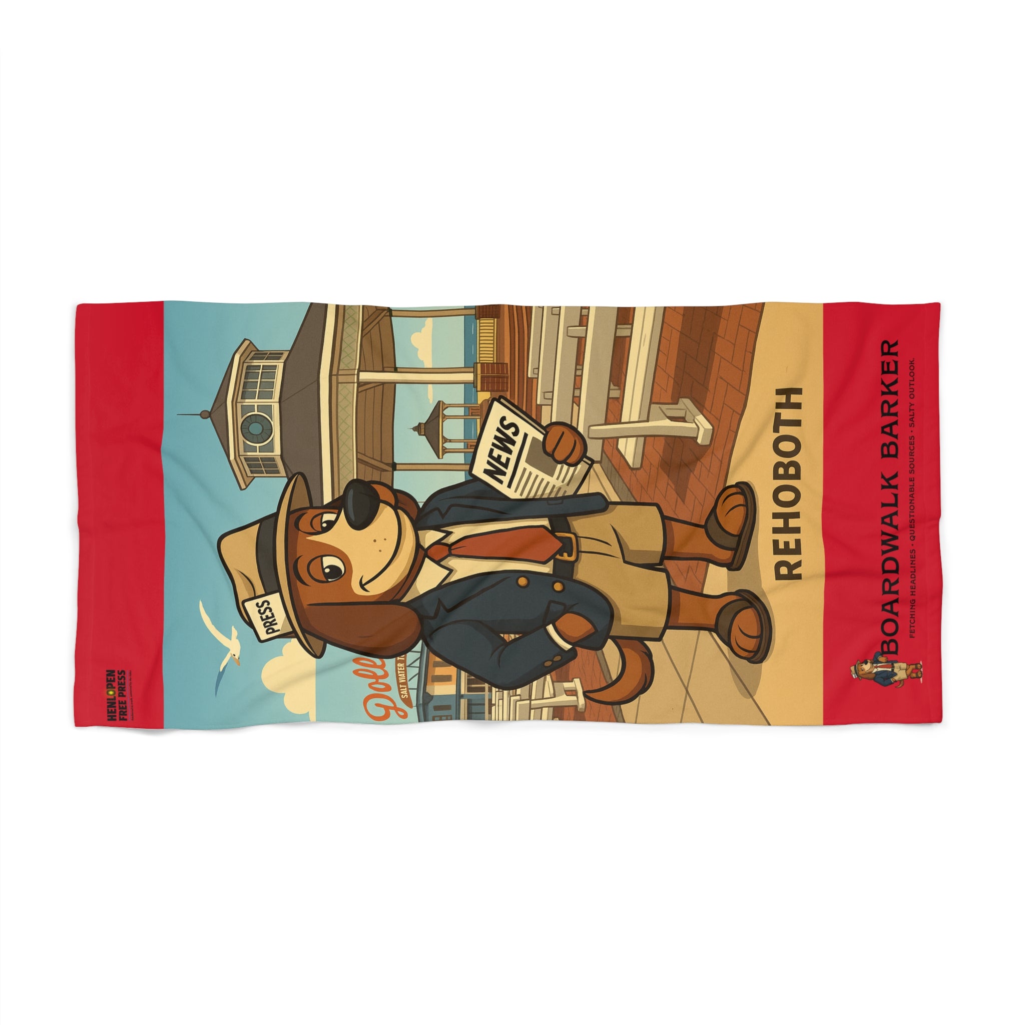 Boardwalk Barker “Rehoboth Edition” Beach Towel – Press Pass to Relaxation
