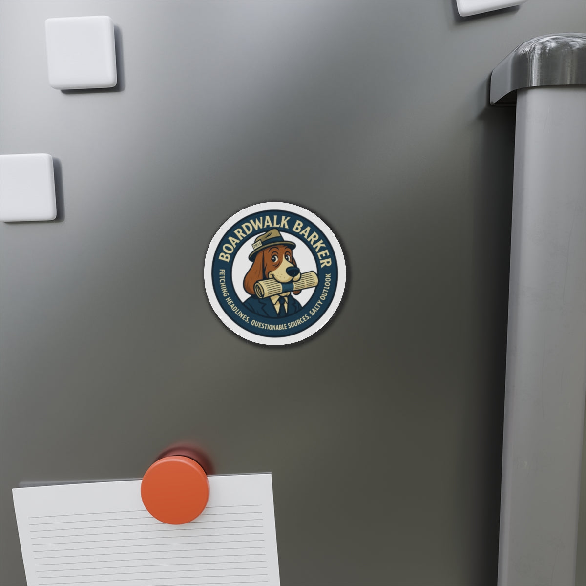Boardwalk Barker Logo Magnet – “Fetching Headlines” Edition