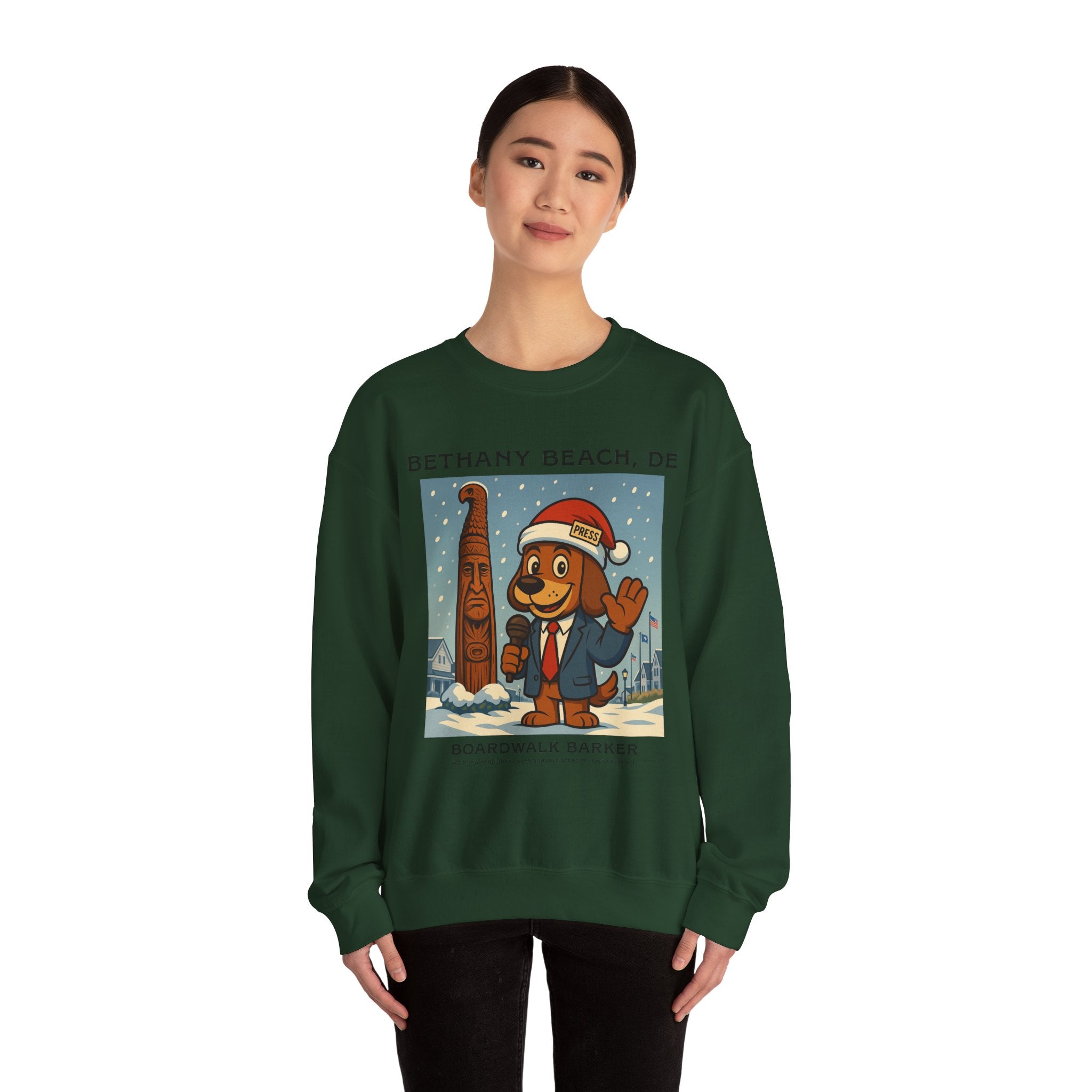 Boardwalk Barker Holiday Sweatshirt – Bethany Beach Edition