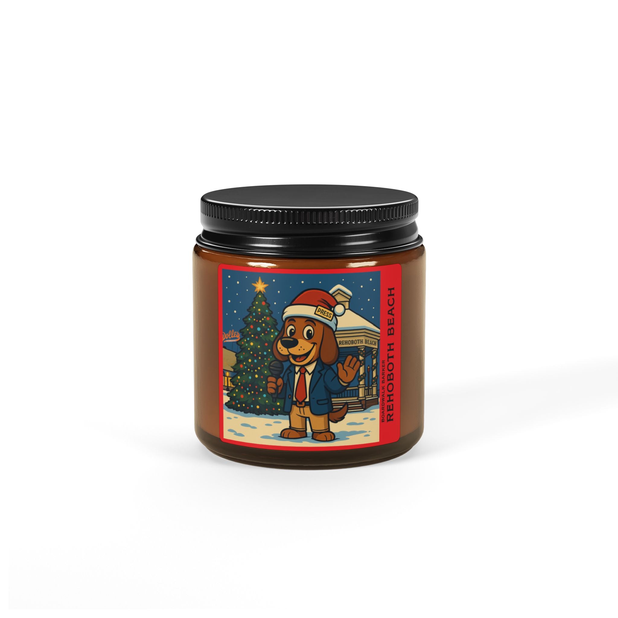 Boardwalk Barker Rehoboth Beach Holiday Candle – News Dog Edition