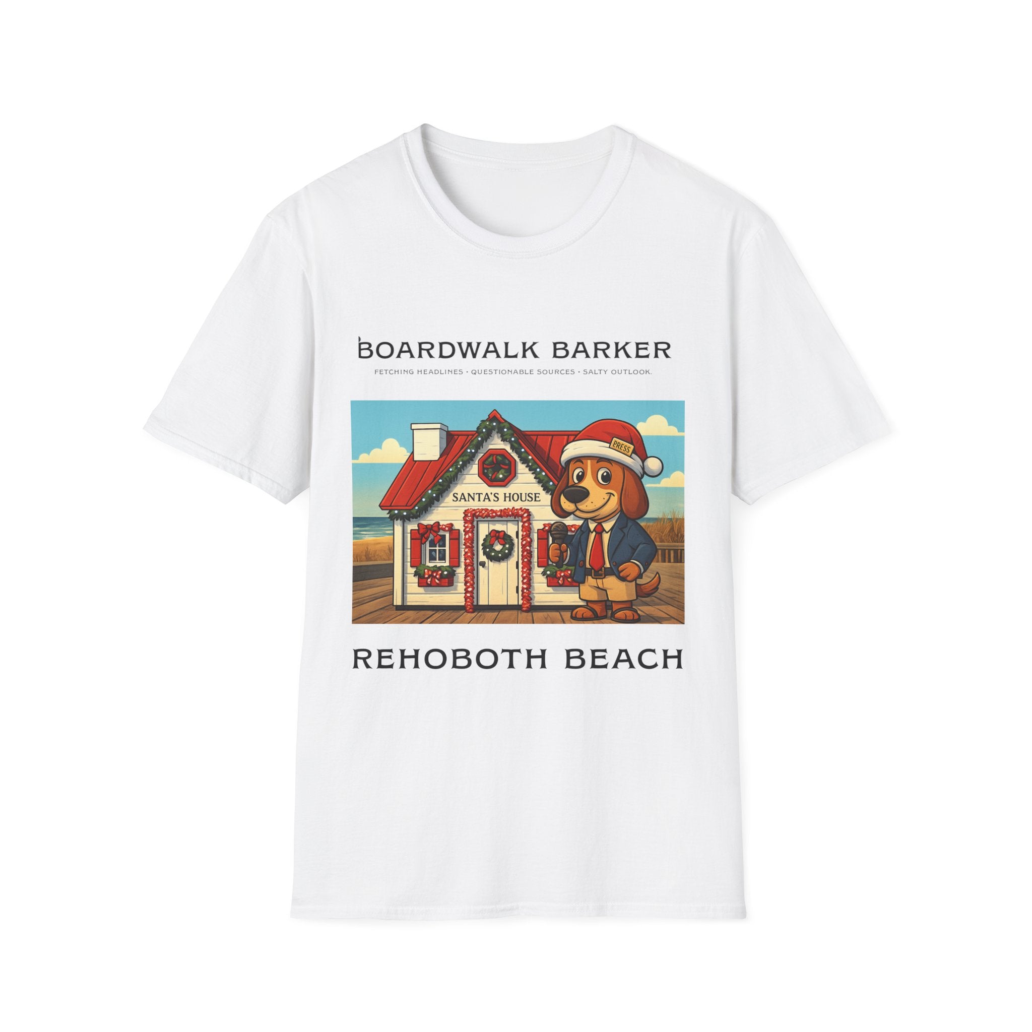 Boardwalk Barker “Santa’s House” Holiday Tee – Rehoboth Beach Edition
