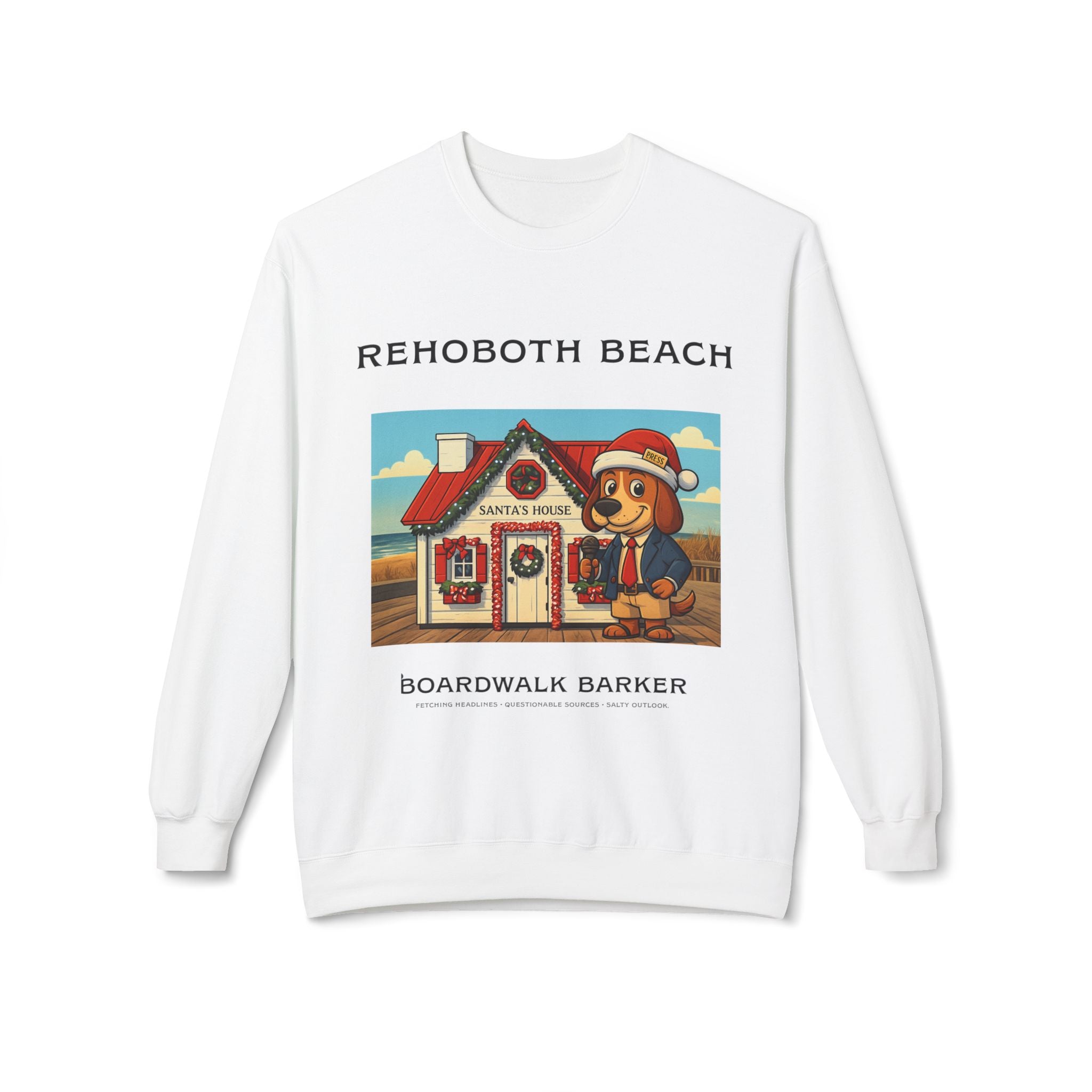 Rehoboth Beach Boardwalk Barker Sweatshirt | Dog Mascot Beach House Design