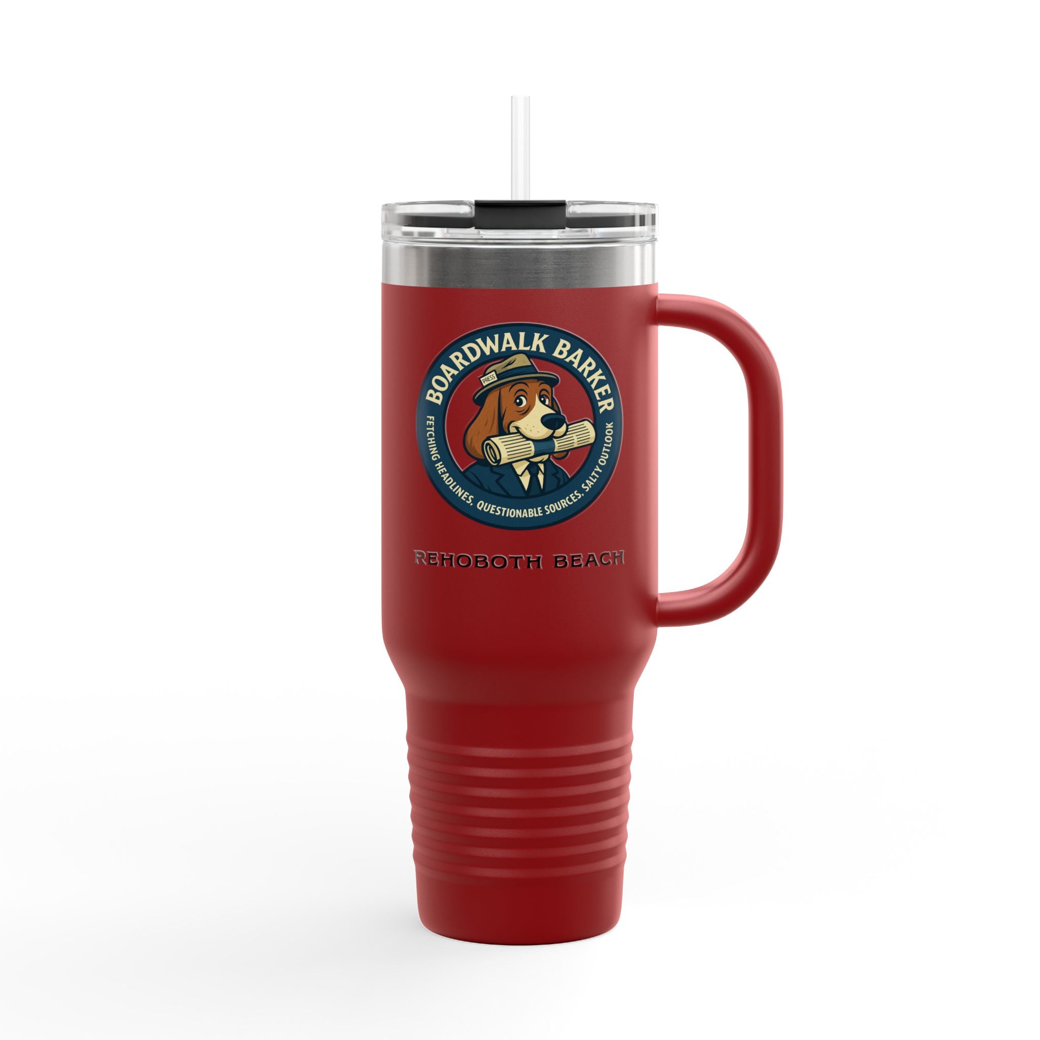 Boardwalk Barker Logo 40oz Travel Mug | Rehoboth Beach Insulated Tumbler