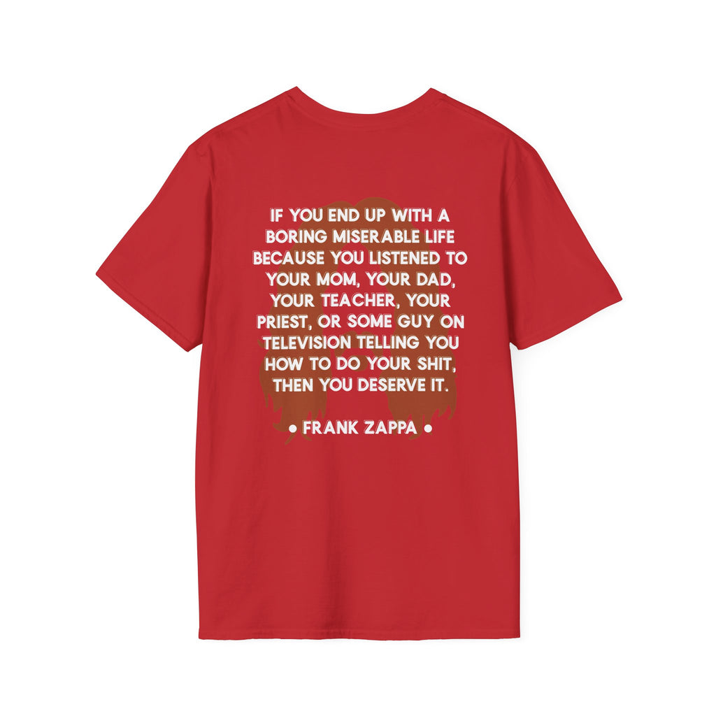 Frank Zappa Quote T-Shirt | Minimal Portrait, Back Typography