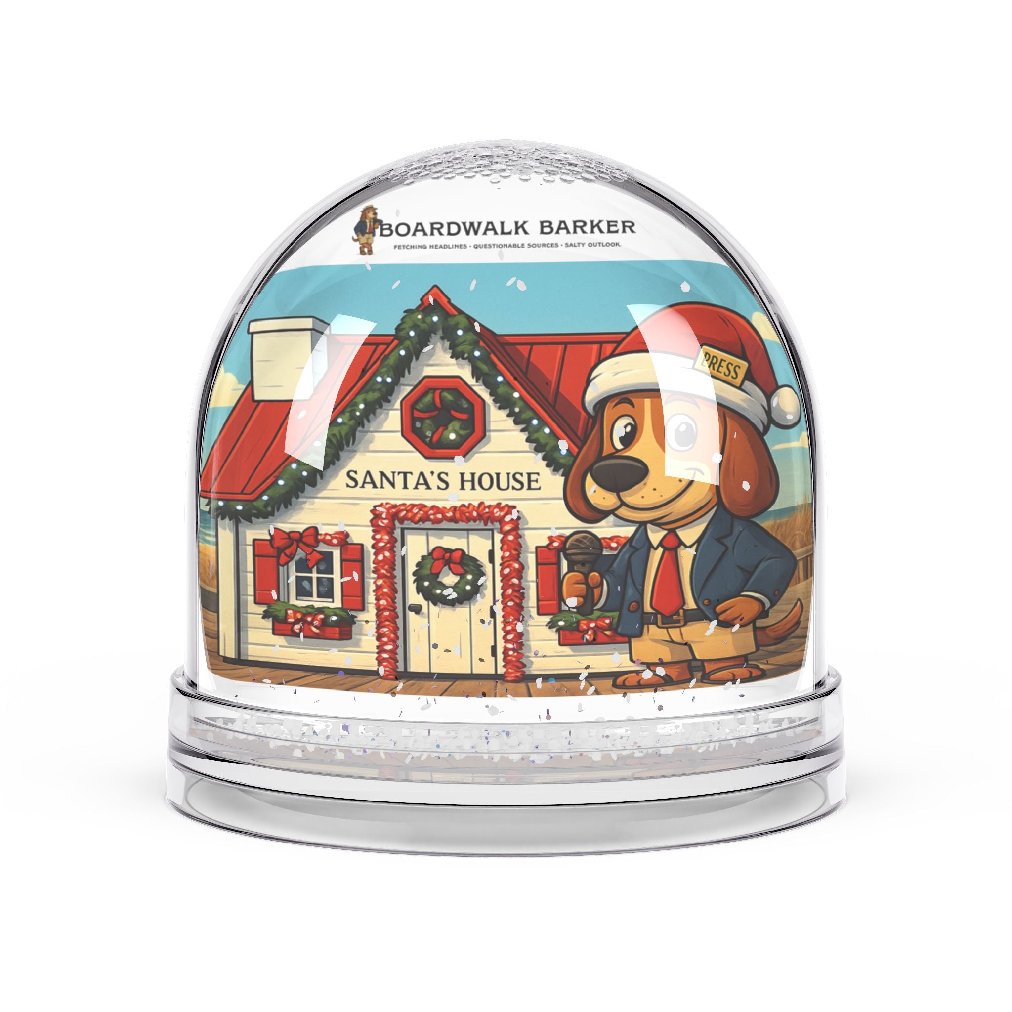 Boardwalk Barker “Santa’s House” Snow Globe – Rehoboth Beach Holiday Edition
