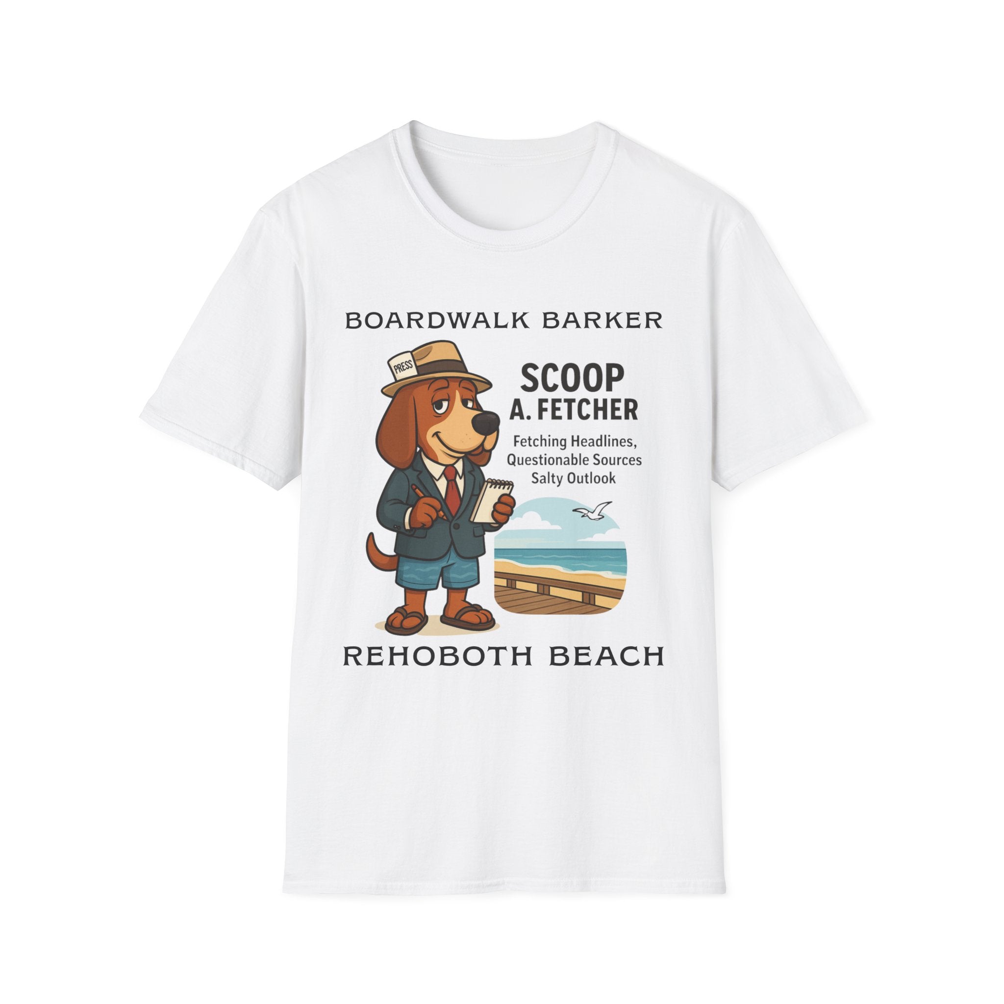 Boardwalk Barker “Scoop A. Fetcher” Tee – Rehoboth Beach Edition