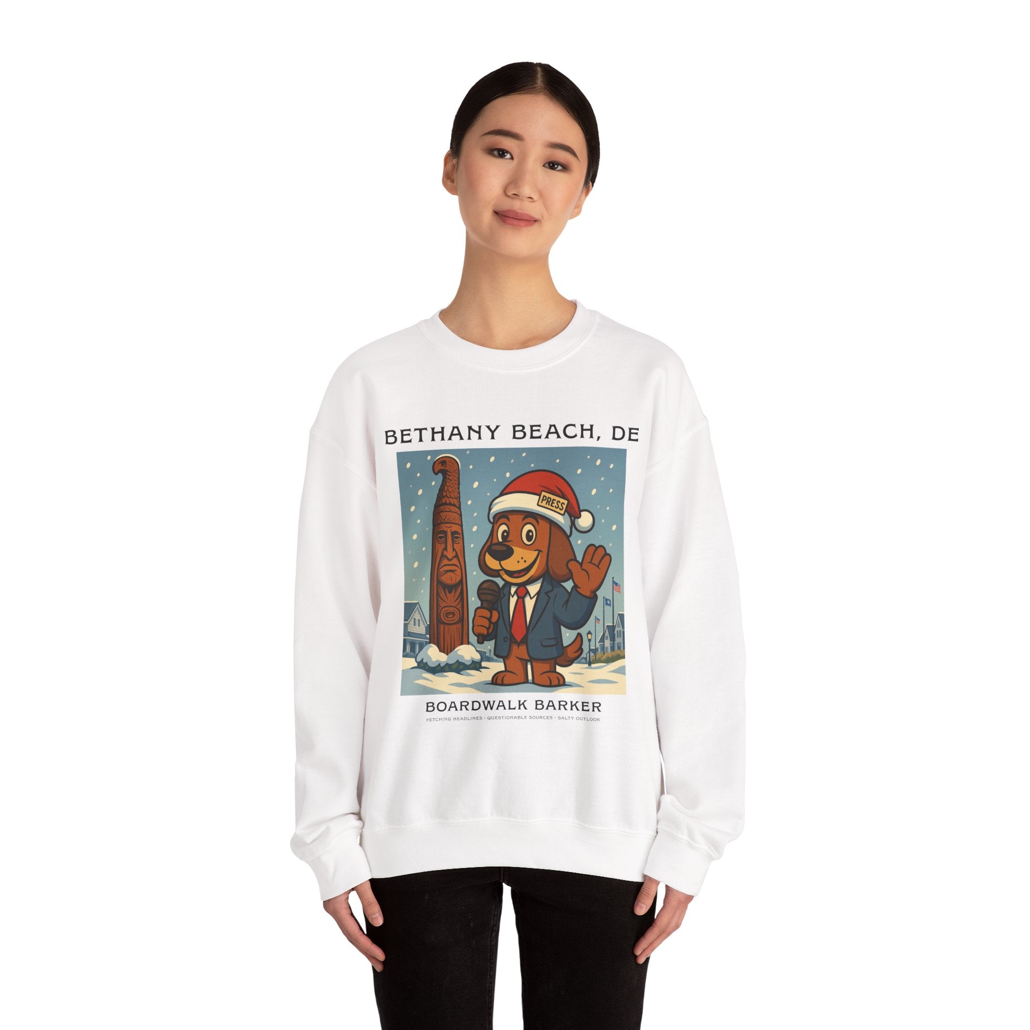 Boardwalk Barker Holiday Sweatshirt – Bethany Beach Edition