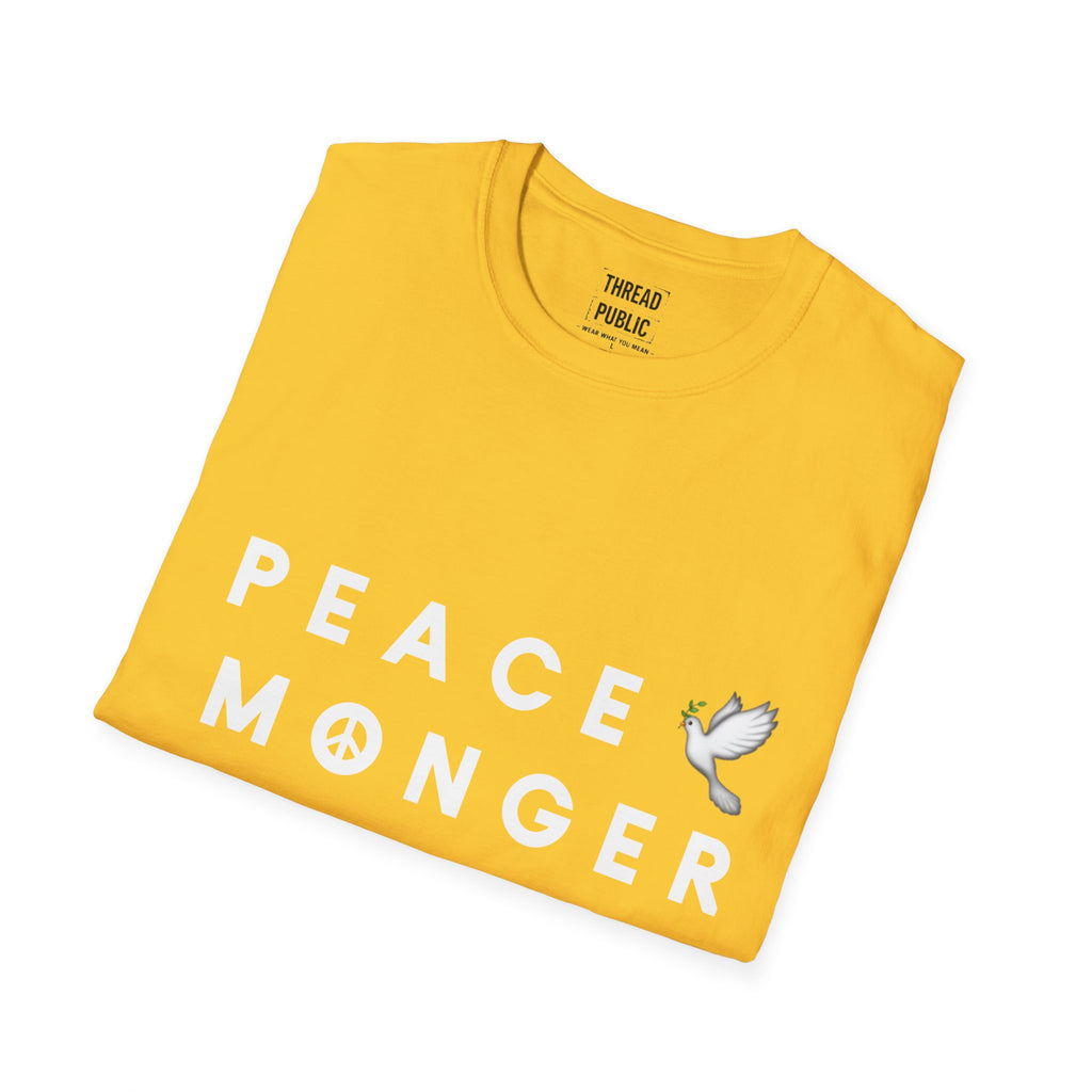 Peace Monger T-Shirt | Dove & Peace Sign Text Graphic