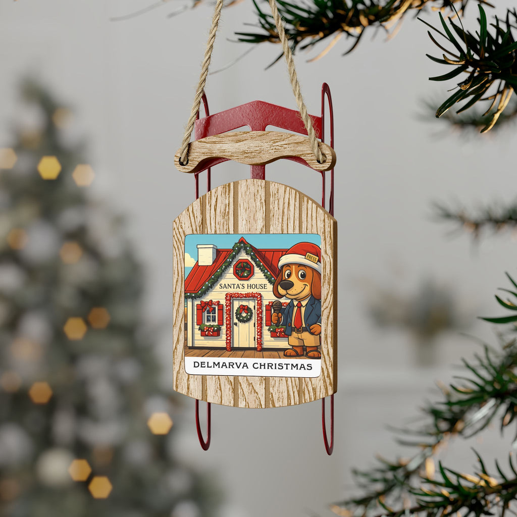 Delmarva Christmas Sled Ornament – Boardwalk Barker Holiday Edition