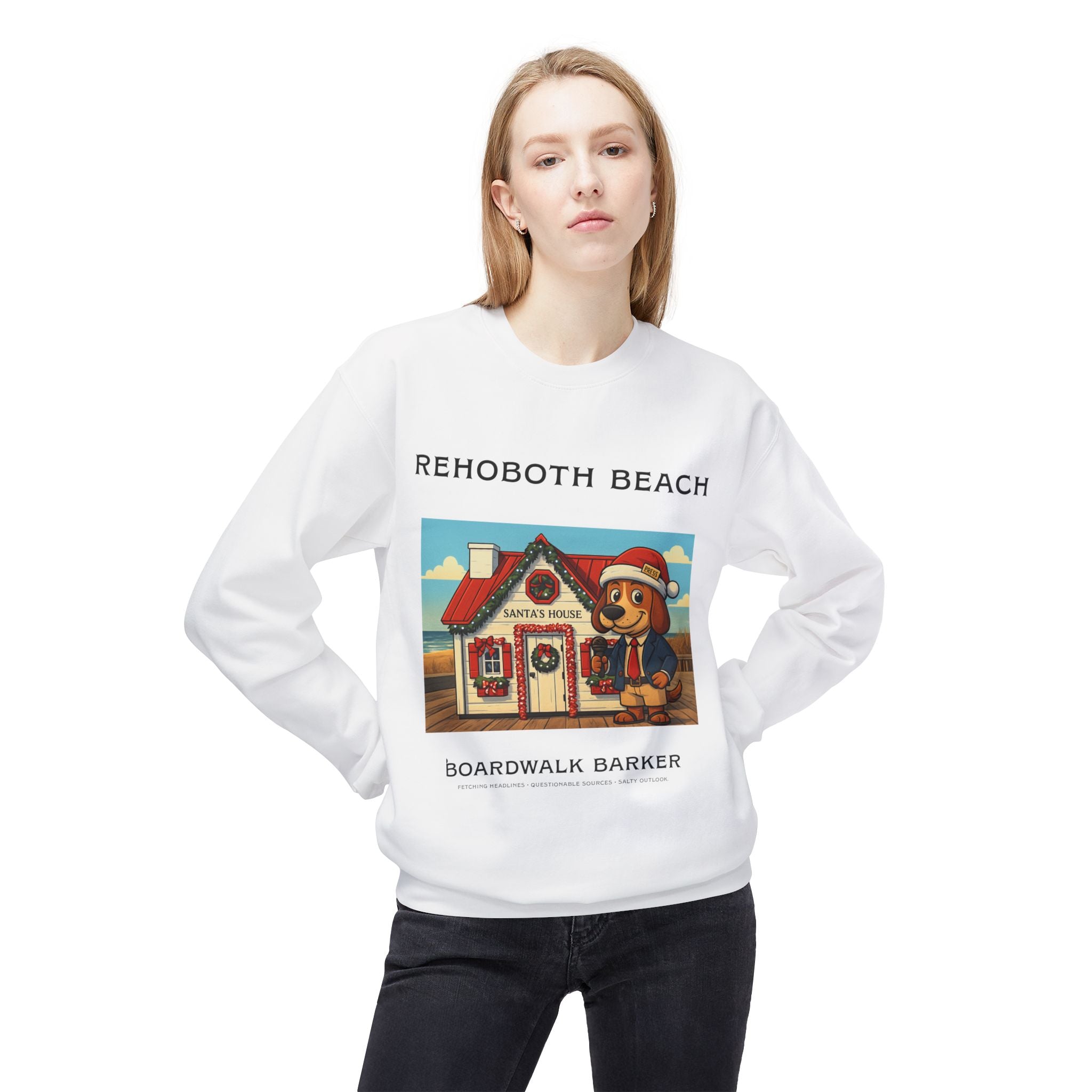 Rehoboth Beach Boardwalk Barker Sweatshirt | Dog Mascot Beach House Design
