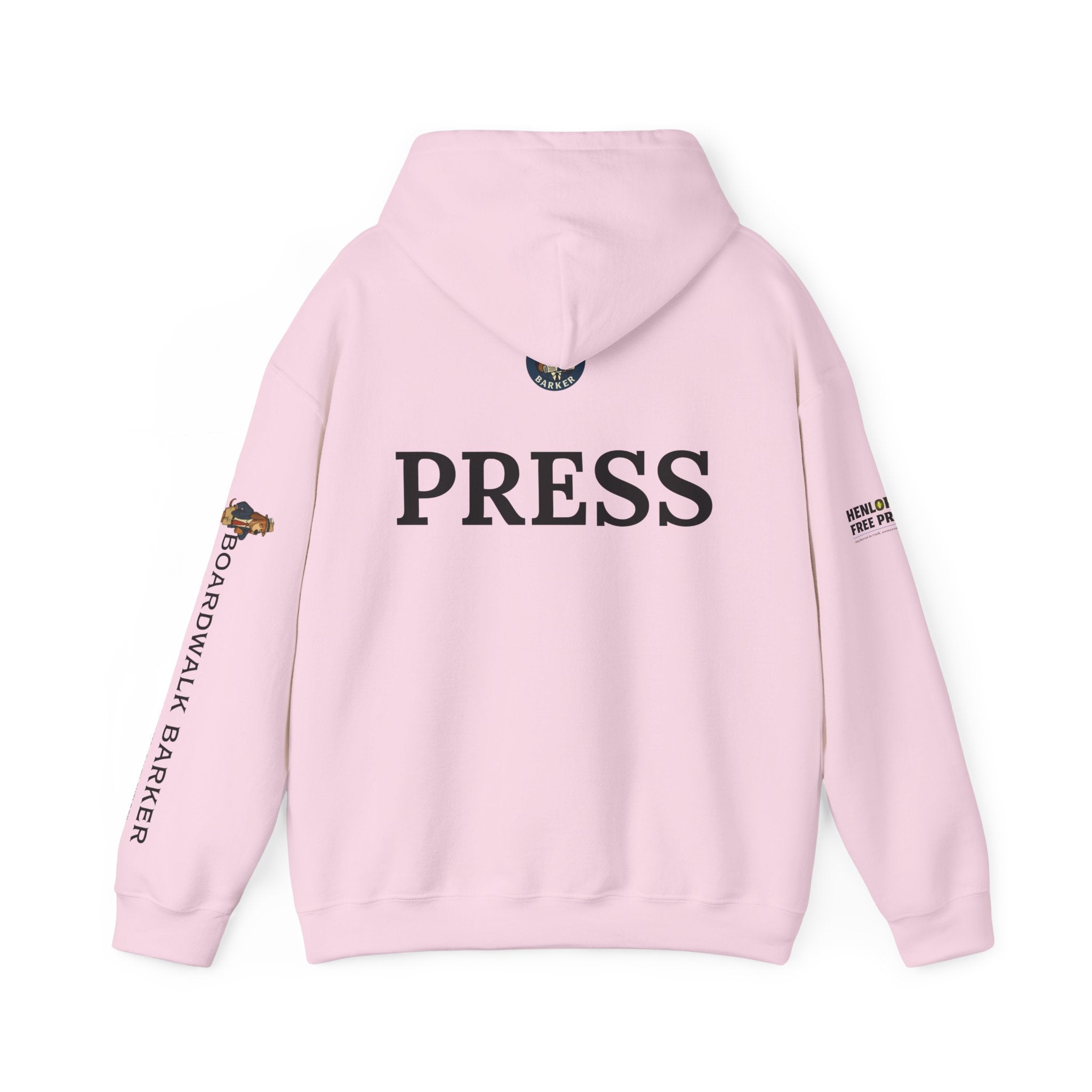 Boardwalk Barker 'Press' Logo Hoodie – Vintage Dog Reporter Pullover