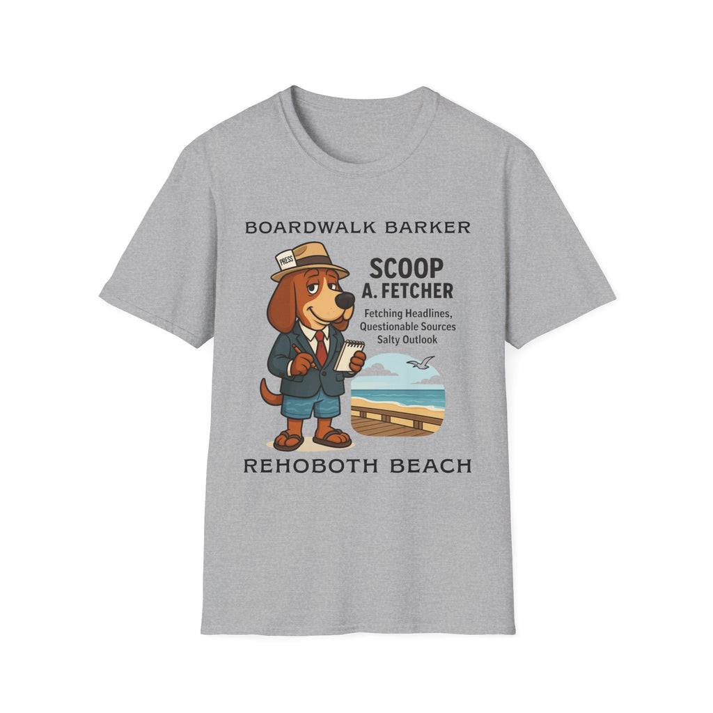 Boardwalk Barker “Scoop A. Fetcher” Tee – Rehoboth Beach Edition