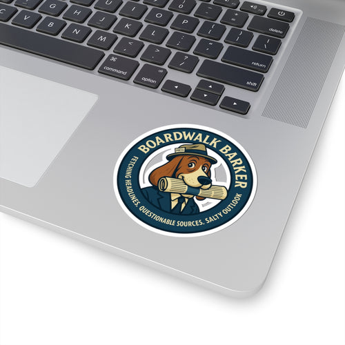 Boardwalk Barker Die-Cut Sticker – Scoop T. Fetcher Logo