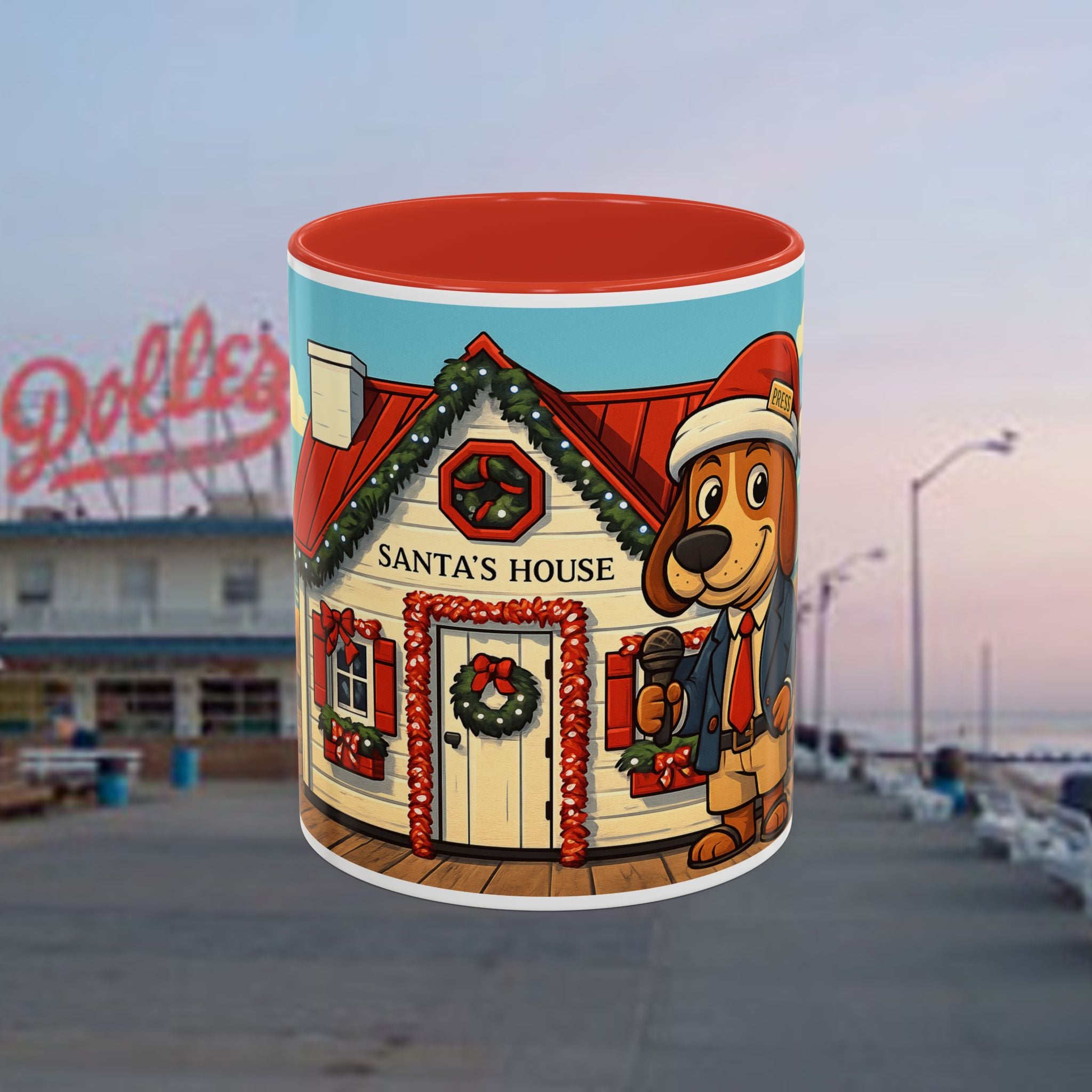 Boardwalk Barker “Santa’s House” Holiday Mug – Rehoboth Beach Edition