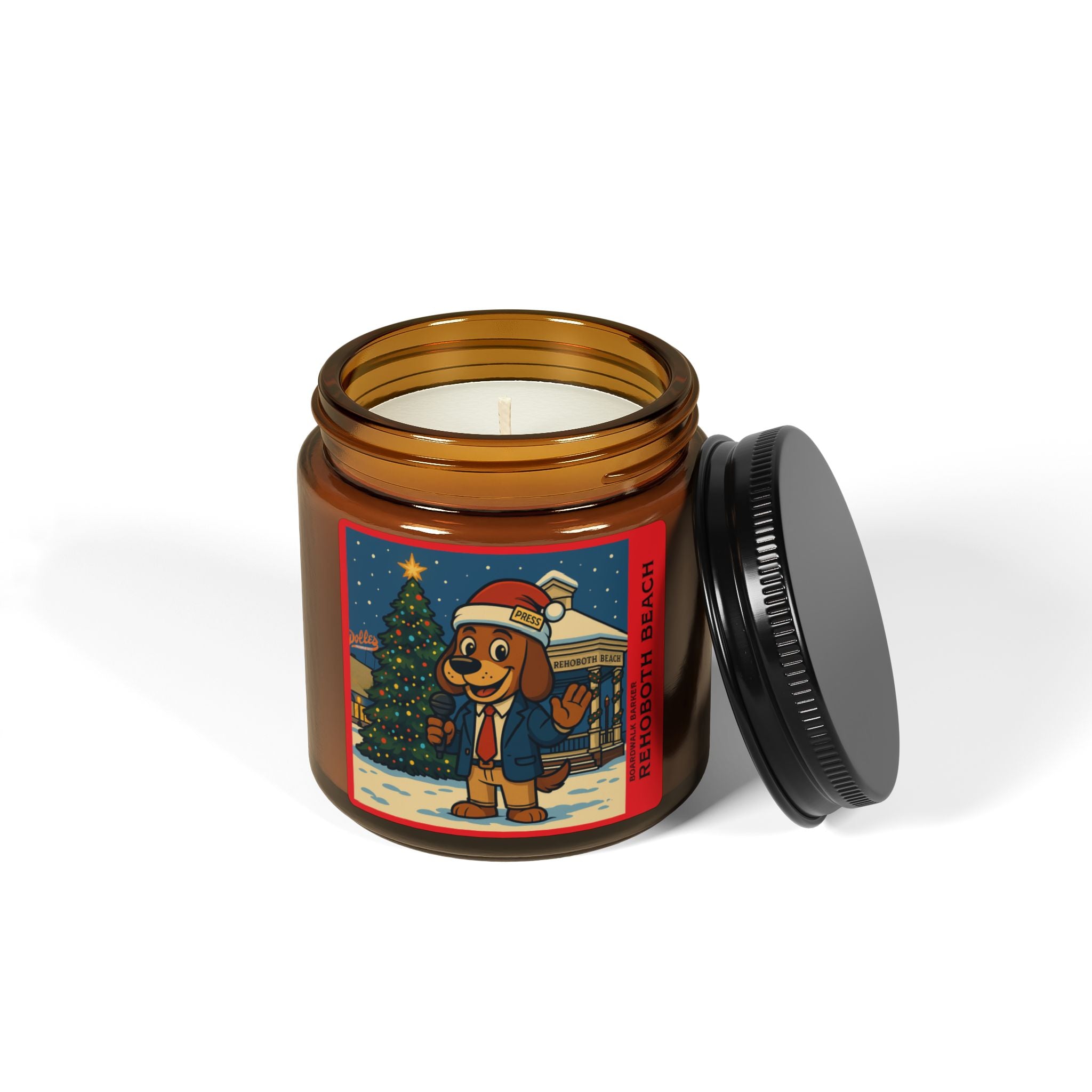 Boardwalk Barker Rehoboth Beach Holiday Candle – News Dog Edition