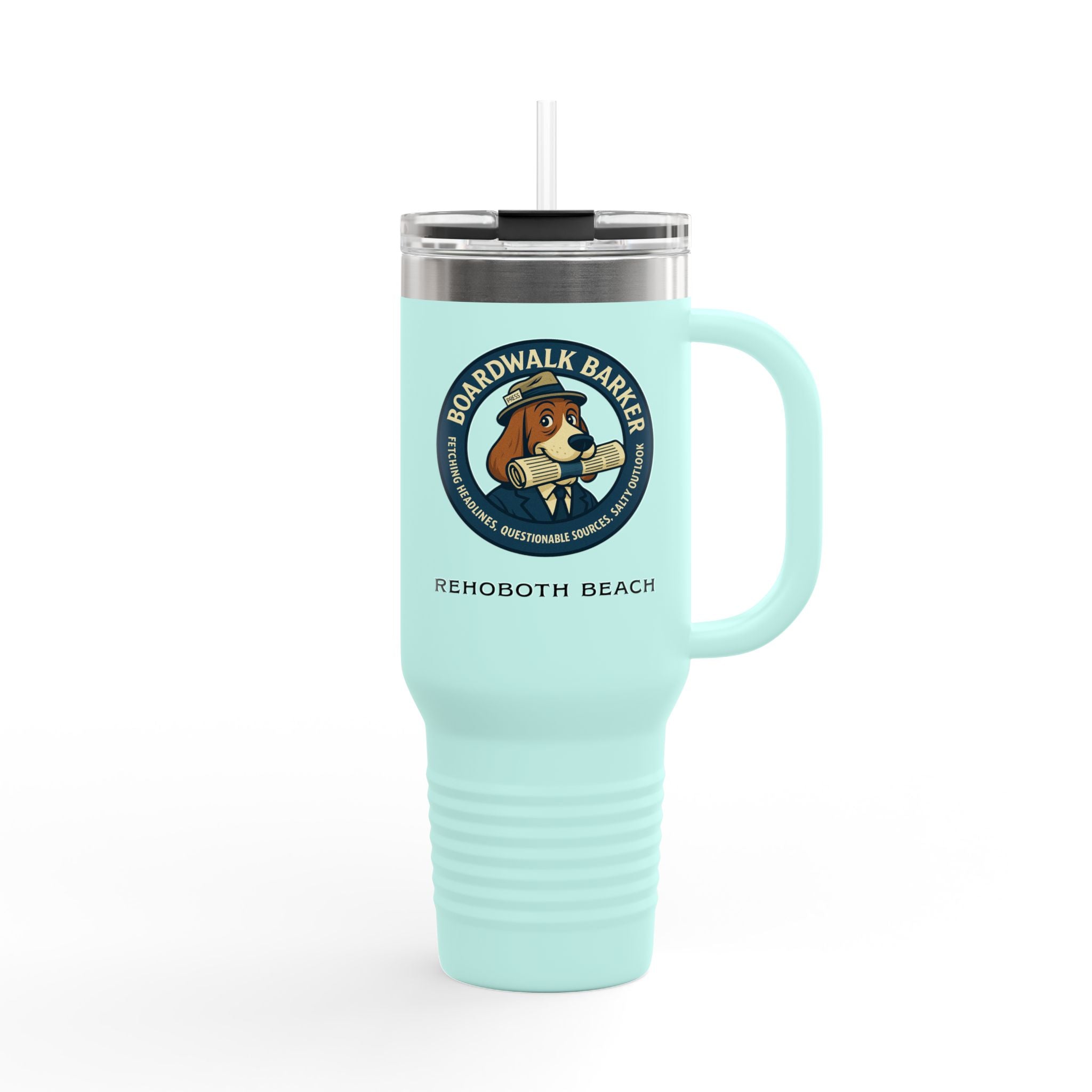 Boardwalk Barker Logo 40oz Travel Mug | Rehoboth Beach Insulated Tumbler