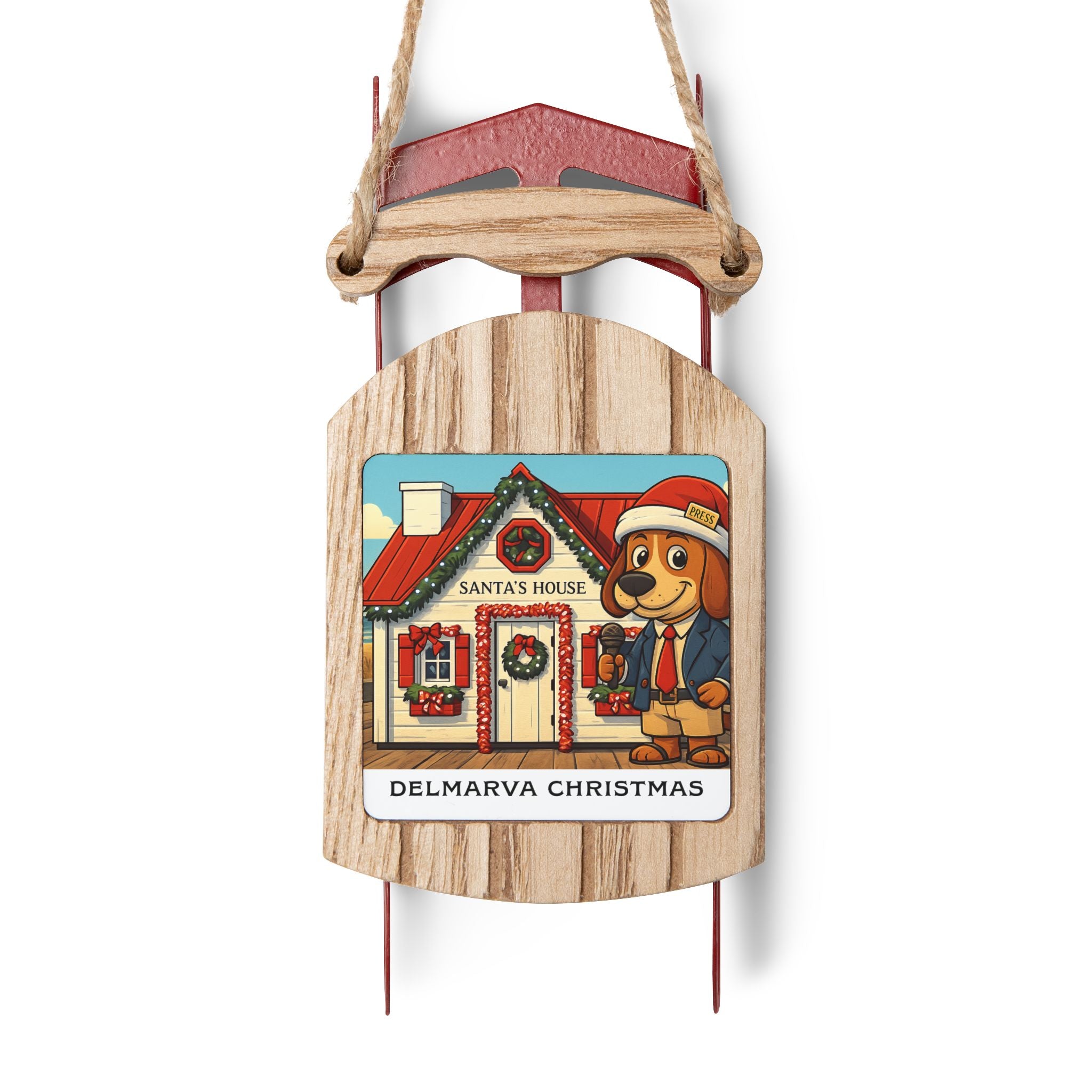 Delmarva Christmas Sled Ornament – Boardwalk Barker Holiday Edition