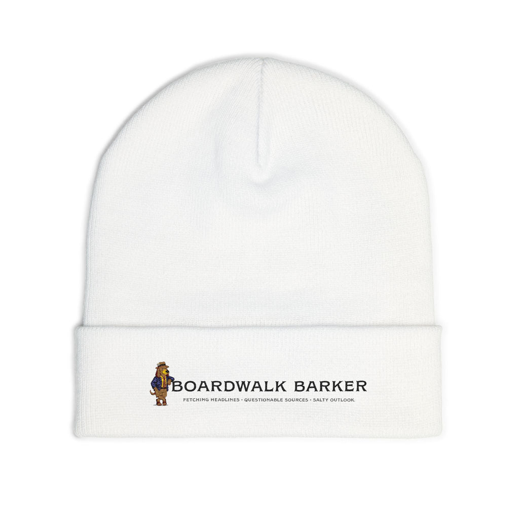 Boardwalk Barker embroidered knit beanie | dog logo cuff hat