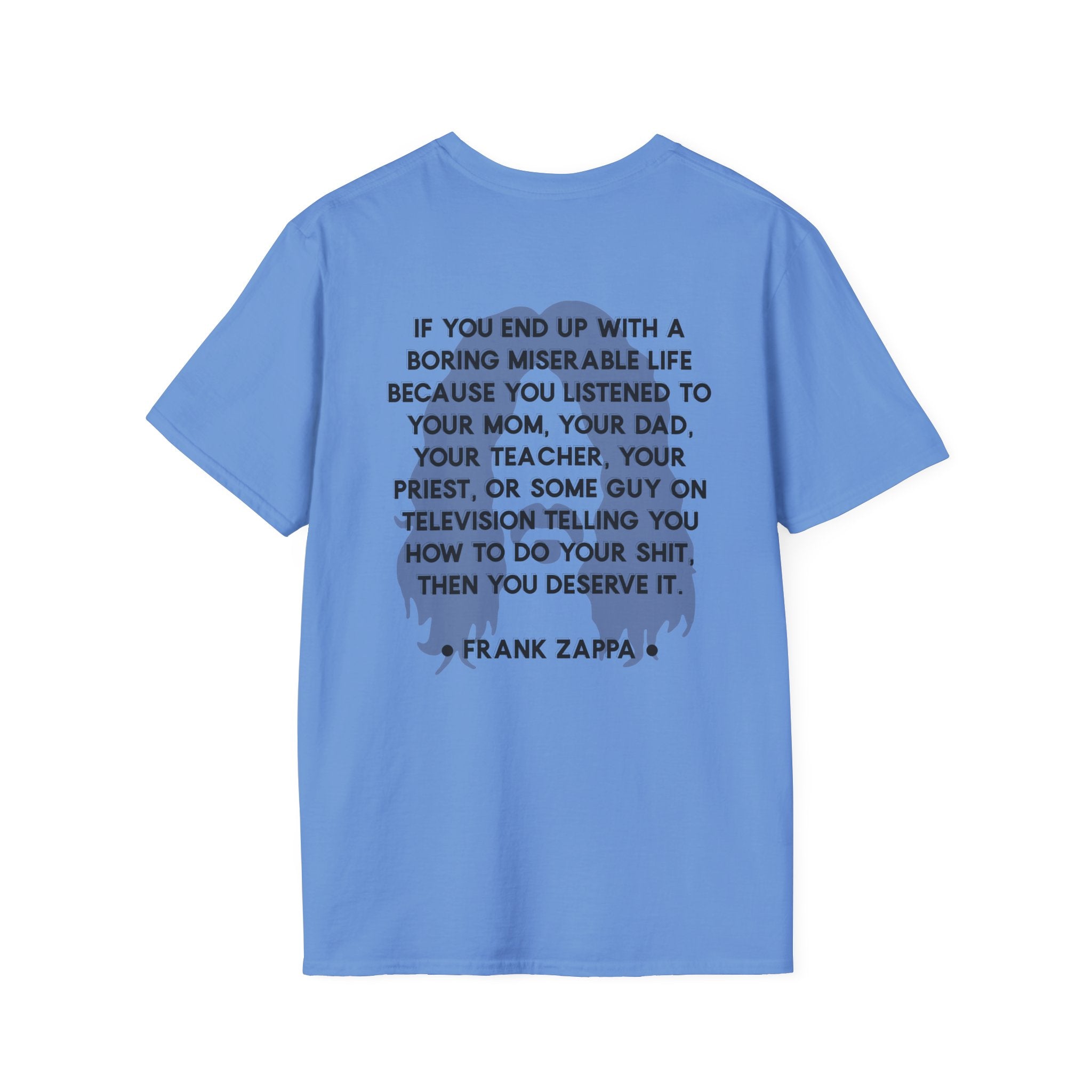 Frank Zappa Quote T-Shirt | Minimal Portrait, Back Typography