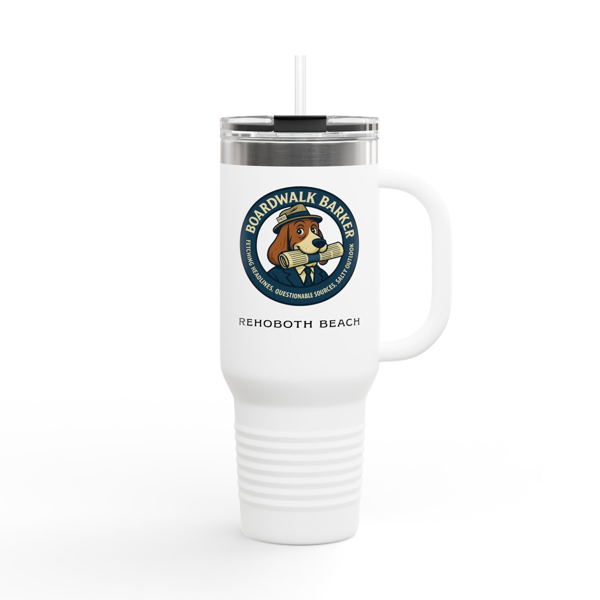 Boardwalk Barker Logo 40oz Travel Mug | Rehoboth Beach Insulated Tumbler