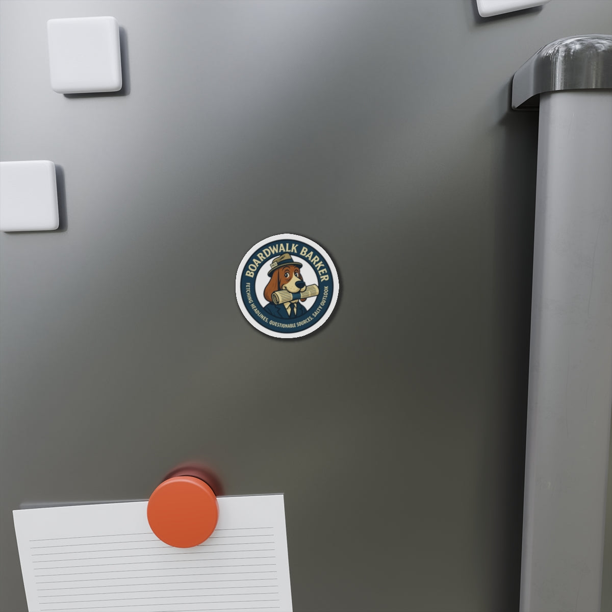 Boardwalk Barker Logo Magnet – “Fetching Headlines” Edition