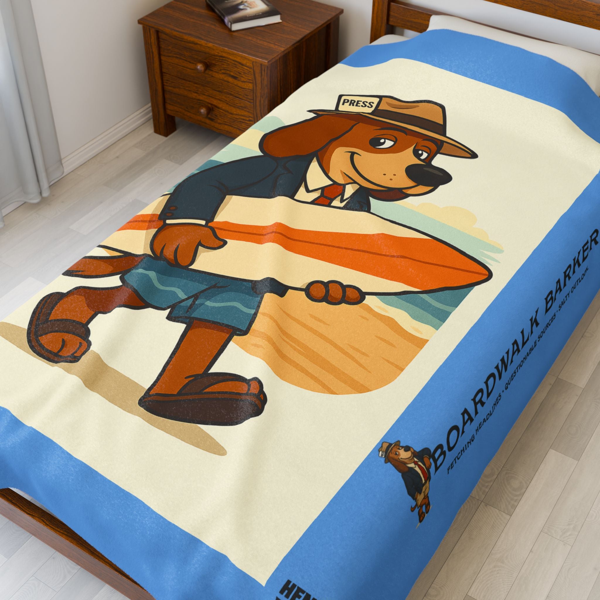Boardwalk Barker Velveteen Plush Blanket – “Breaking Snooze” Edition