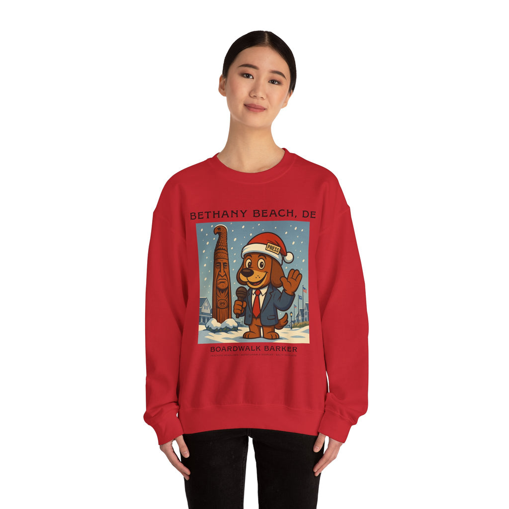 Boardwalk Barker Holiday Sweatshirt – Bethany Beach Edition