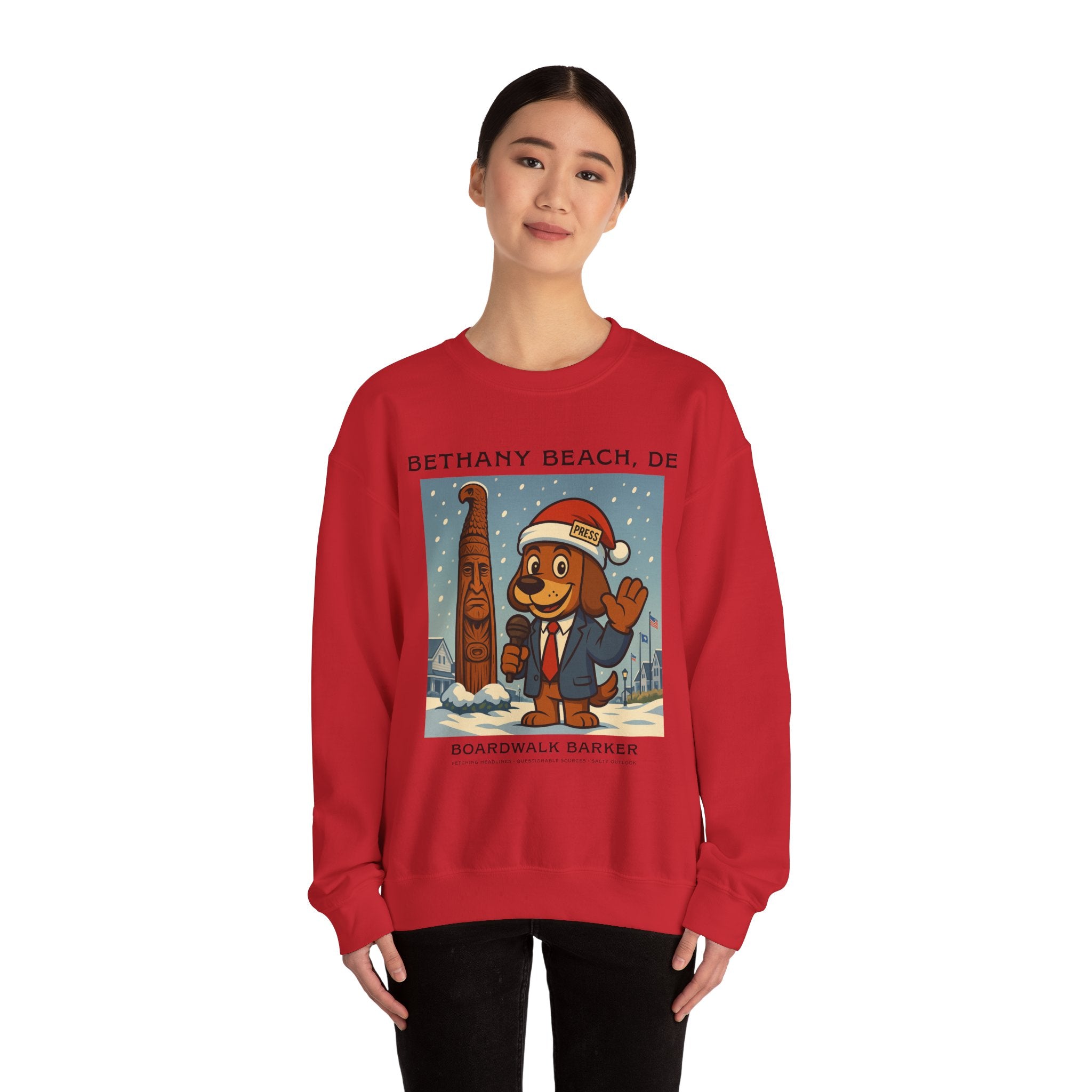 Boardwalk Barker Holiday Sweatshirt – Bethany Beach Edition