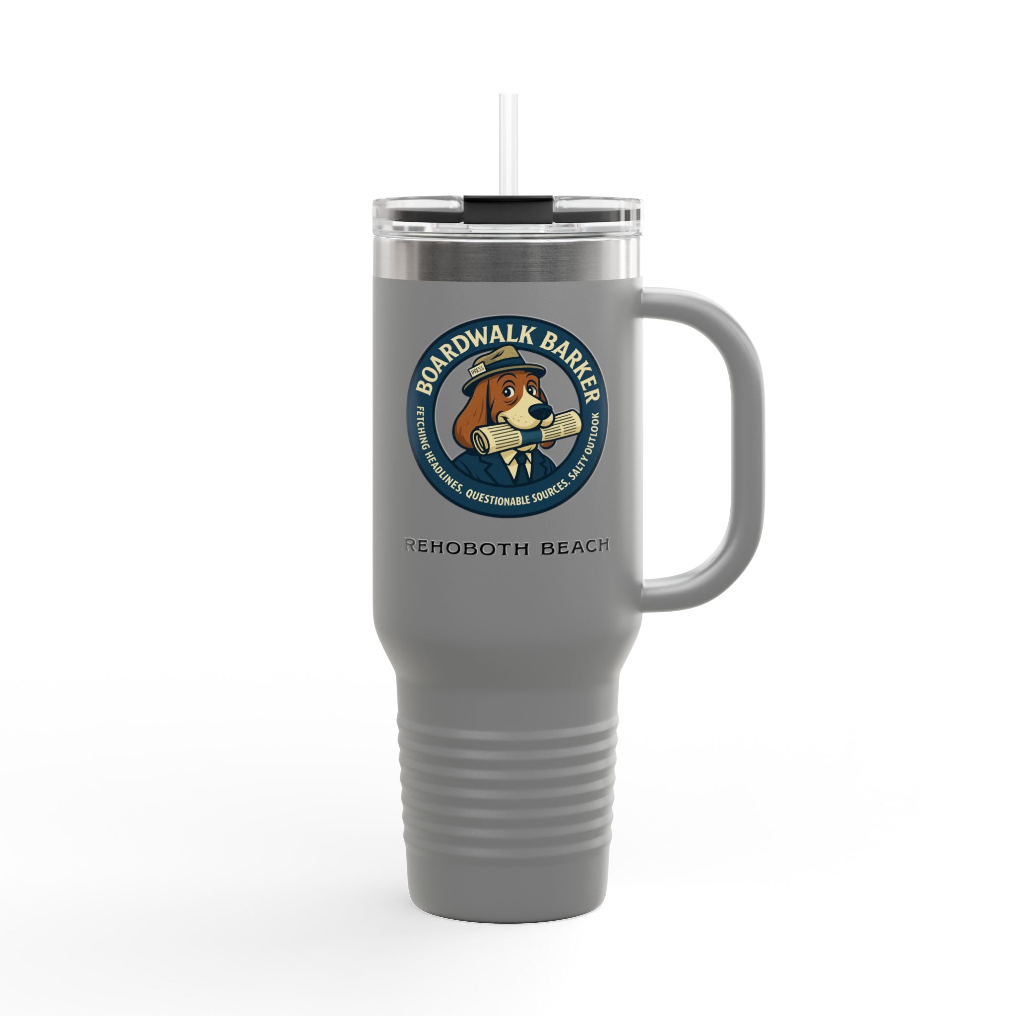 Boardwalk Barker Logo 40oz Travel Mug | Rehoboth Beach Insulated Tumbler
