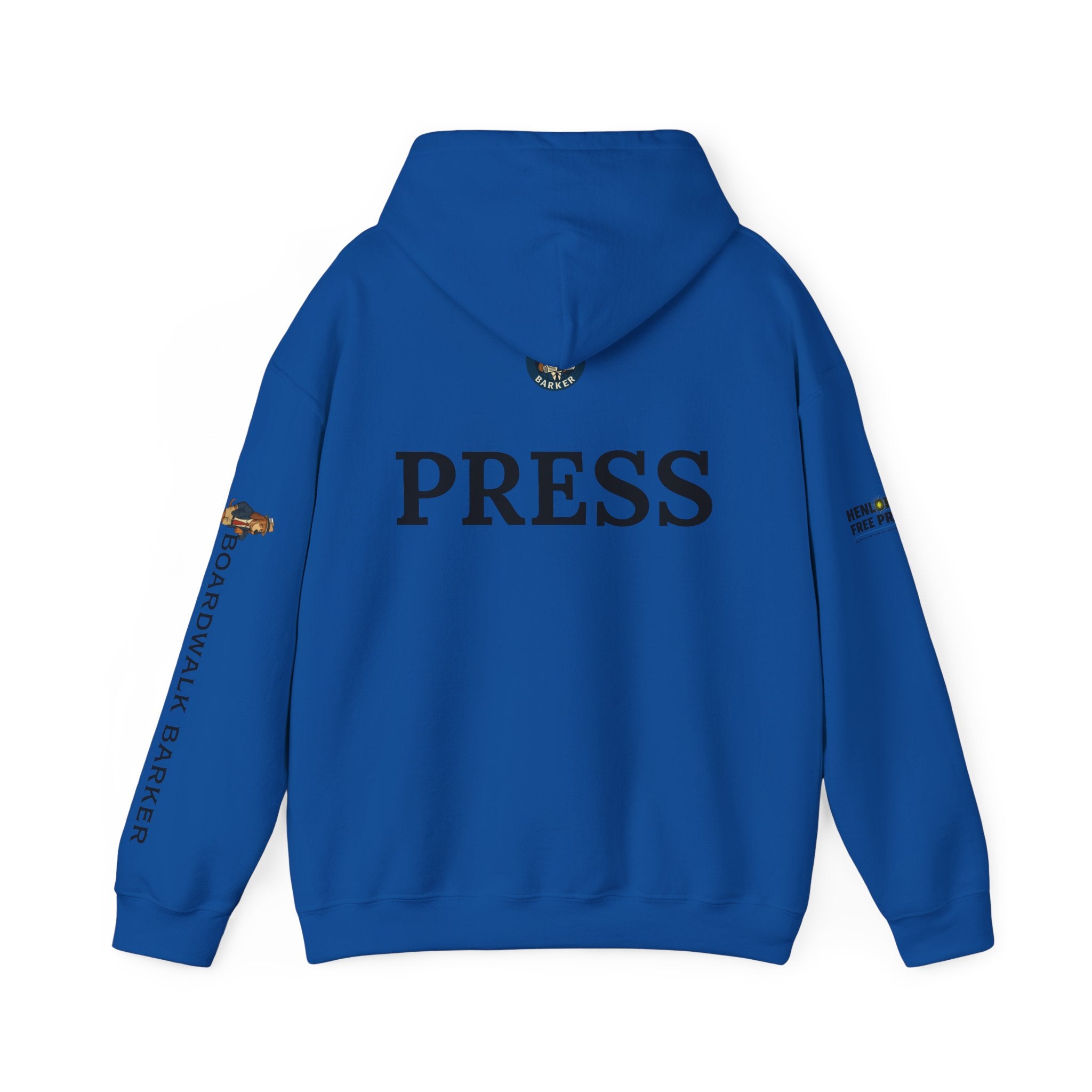 Boardwalk Barker 'Press' Logo Hoodie – Vintage Dog Reporter Pullover